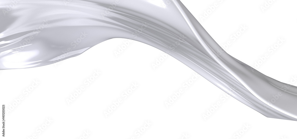 Poster a flowing white fabric drapes gracefully against a black background, creating a soft, abstract compo
