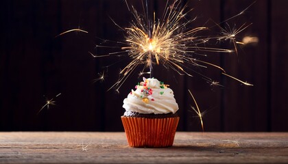 celebration cupcake with sparkler