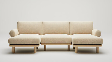 Fototapeta premium A white couch with three sections and a patterned fabric