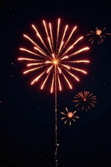 Obraz premium Golden firework bursts explode against a deep black night sky, leaving ample space , backdrop, abstract