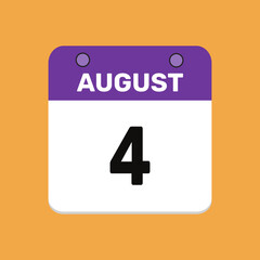 4 august calender icon text page monthly web design.