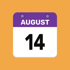14 august calender icon text page monthly web design.