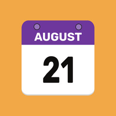 21 august calender icon text page monthly web design.
