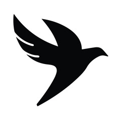 Silhouette Bird Vector Icon – Minimalist Flying Bird Graphic Isolated on White