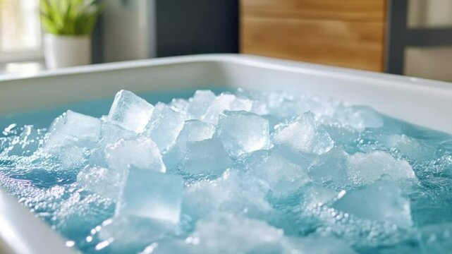 Ice bath relaxation in modern spa