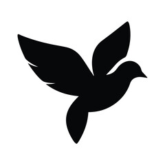 Silhouette Bird Vector Icon – Minimalist Flying Bird Graphic Isolated on White