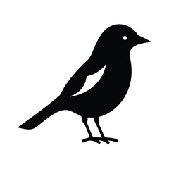 Silhouette Bird Vector Icon – Minimalist Flying Bird Graphic Isolated on White