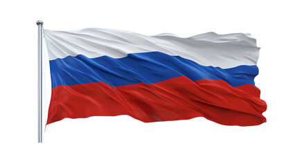 Fototapeta premium Realistic Russian Flag on Pole – White Blue Red Colors of Russia