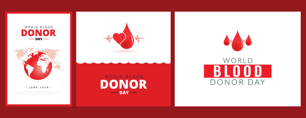 World blood donor day awareness social media post banner and poster design vector file