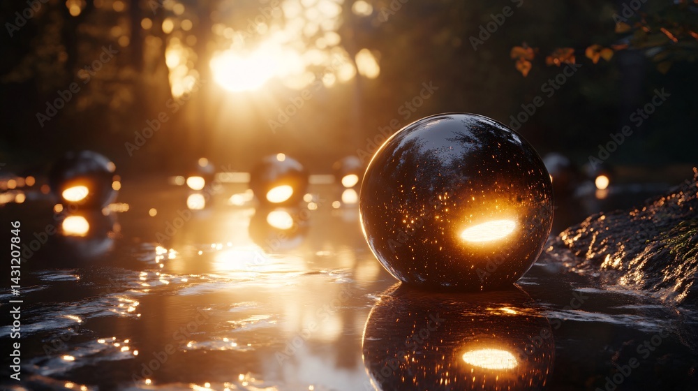 Poster matte spheres illuminated by diffused backlight revealing subtle reflections