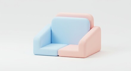 Pastel Pink and Blue Modern Minimalist Child's Armchair