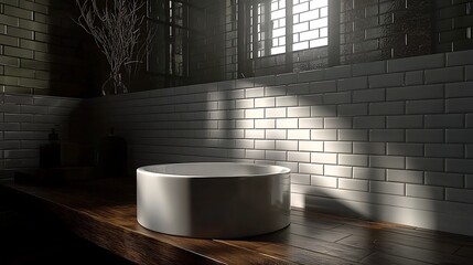 Modern Bathroom with Minimalist Design and Soft Natural Light Creating Calm Atmosphere