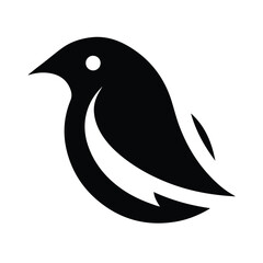 Silhouette Bird Vector Icon – Minimalist Flying Bird Graphic Isolated on White