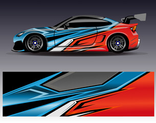 Car wrap design vector. Graphic abstract stripe racing background designs for vehicle, rally, race, adventure and car racing livery
