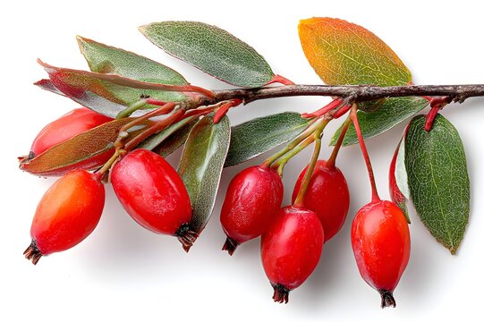 fresh Red barberry berries on branch, Berberis vulgaris, Goji berry source of Berberine extract