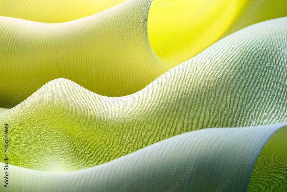 Poster abstract view of flowing chartreuse fabric with a soft texture and gentle curves creating a serene a