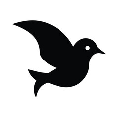 Silhouette Bird Vector Icon – Minimalist Flying Bird Graphic Isolated on White