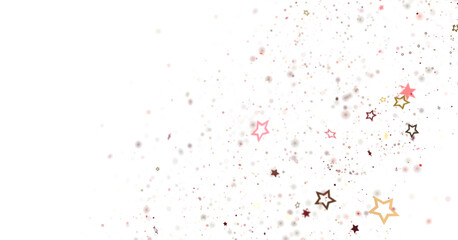 Banner with golden decoration. Festive border with falling glitter dust and stars.