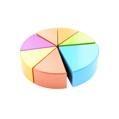 Fototapeta premium Colorful 3D Pie Chart Showing Data Segmentation and Distribution