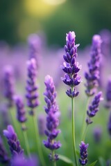 Obraz premium Close-up lavender, shallow depth of field, focus on foreground blooms, peaceful, bloom