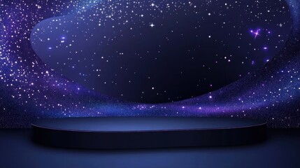 Dark, starry, product display podium