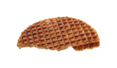 Piece of tasty waffle isolated on white