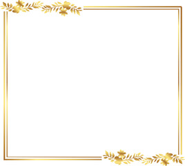 golden frame with leaves Rectangle Floral Frame Element