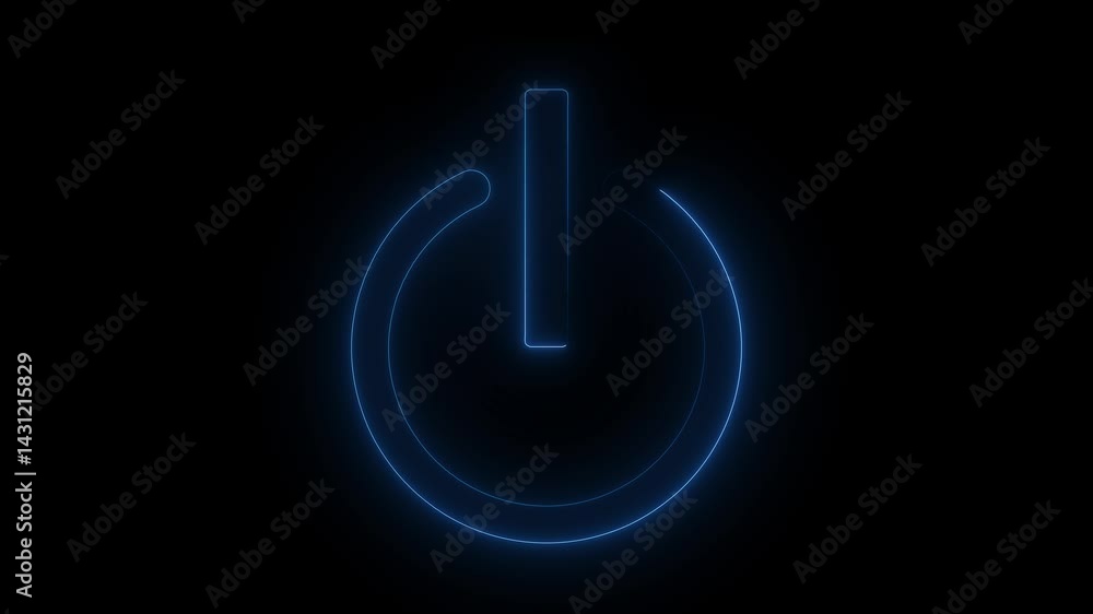 Aufkleber glowing neon power button animation icon screen turn on off switch animated symbol on black backgrou
