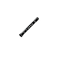 Bamboo flute silhouette on white background