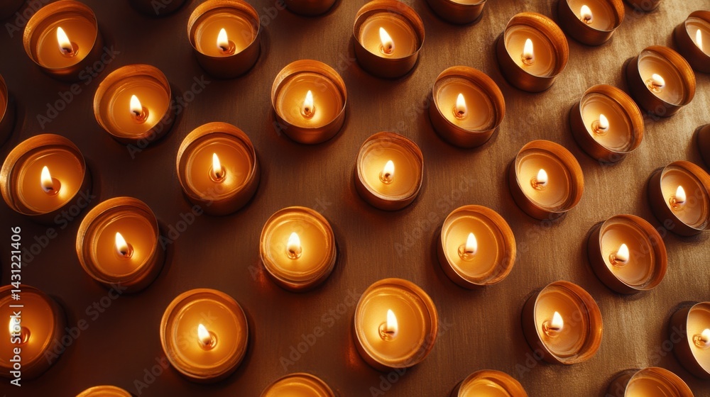 Aufkleber warm and inviting ambiance created by a multitude of glowing tea light candles in a serene setting w