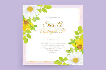 watercolor sunflower frame background