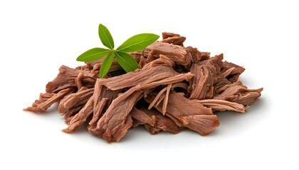 Obraz premium Pile of shredded meat with green garnish