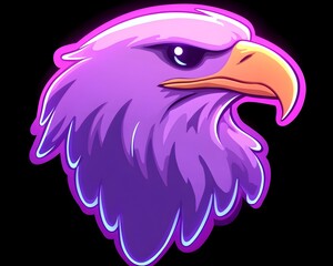 Obraz premium Purple eagle head with neon glow