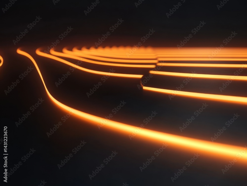 Poster abstract glowing orange lines on dark background create a futuristic and modern visual experience wi