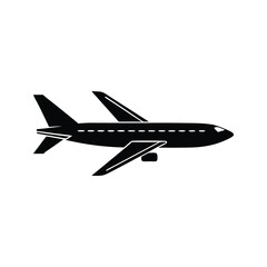 Commercial airplane side silhouette icon silhouette vector with white background
