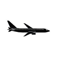 Jet plane side view icon silhouette vector with white background