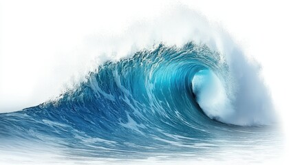 Powerful ocean wave crashing.  A majestic, turquoise wave with a powerful crest and frothy white foam