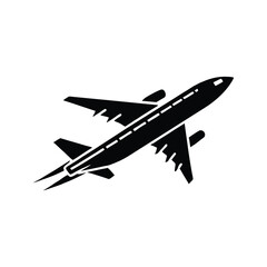 Jet taking off runway icon silhouette vector with white background