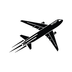 Airplane takeoff silhouette icon silhouette vector with white background