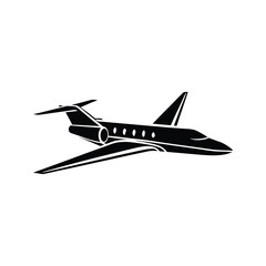 Business class jet icon silhouette vector with white background