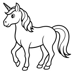 Fototapeta premium Elegant Unicorn Outline Illustration