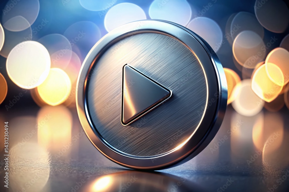 Poster high-depth-of-field play button: modern video play symbol for website & app design