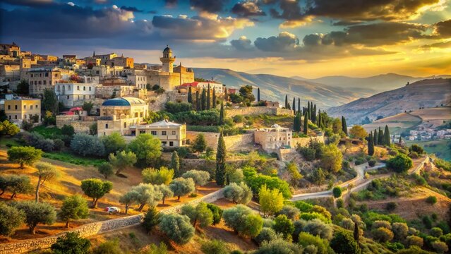 Judea Samaria Landscape: Ancient Jewish & Arab Villages, Historical Holy Land Scene
