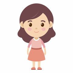 a cute  girl vector with illustration white background
