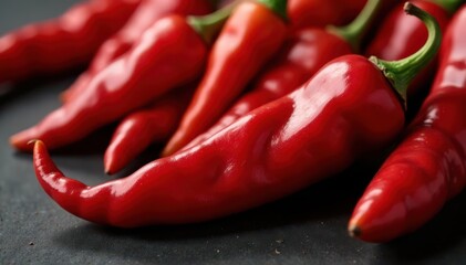 Intense red chili pepper skin texture close-up , cuisine, glossy, shiny