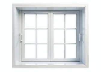 Fototapeta premium Large Closed White Window, Isolated on White, Clipping Path - Urban Exploration Stock Photo