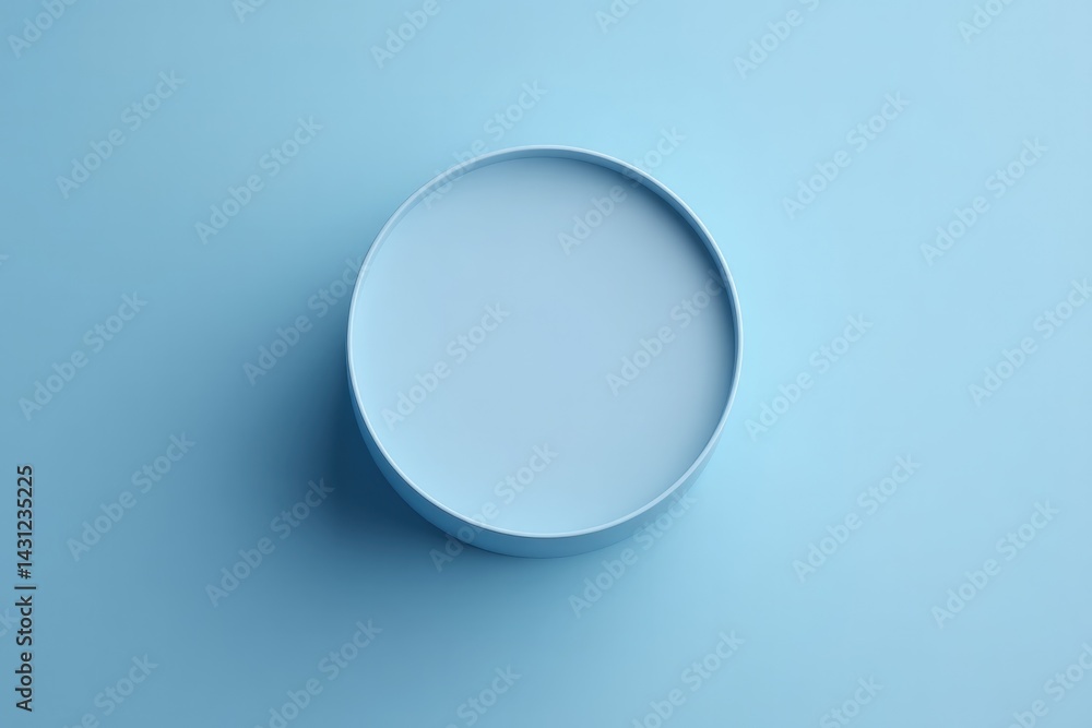 Poster minimalistic top-down view of round empty podium on clean solid-color background