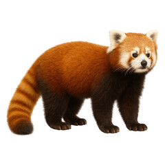 Fototapeta premium Adorable red panda standing isolated transparent background wildlife