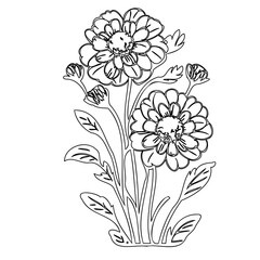Elegant floral arrangement, finely detailed botanical illustration for creative endeavors