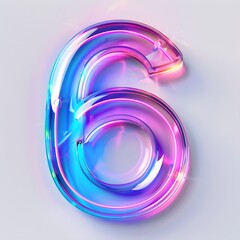 Number Six: Iridescent Glass Digit